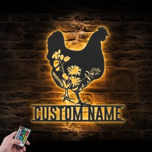 Custom-Floral-Chicken-Farmhouse-Metal-Wall-Art-LED-Light-2-1