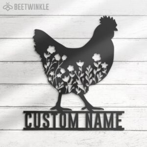 Custom-Floral-Chicken-Farmhouse-Metal-Wall-Art-LED-Light-2