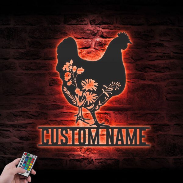 Custom-Floral-Chicken-Farmhouse-Metal-Wall-Art-LED-Light-4-1