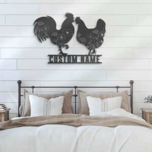 Custom-Floral-Couple-Chicken-Farmhouse-Metal-Wall-Art-LED-Light-3