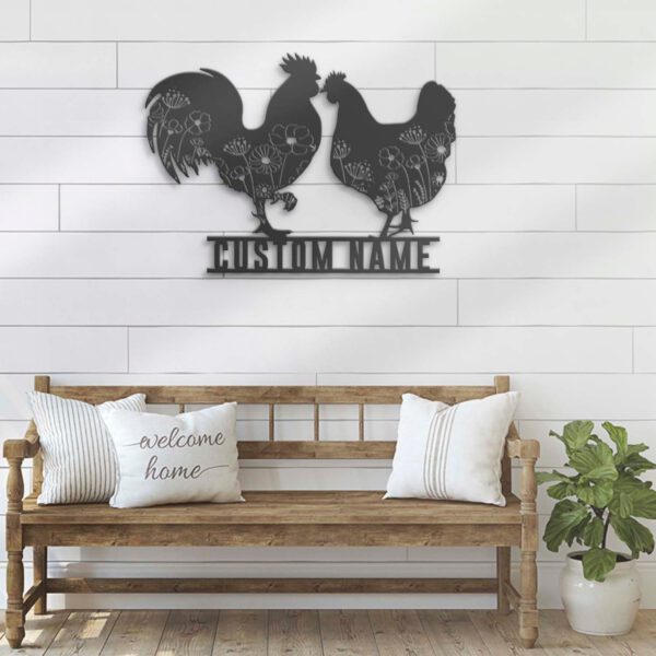 Custom-Floral-Couple-Chicken-Farmhouse-Metal-Wall-Art-LED-Light-8