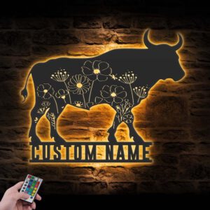 Custom-Floral-Dairy-Cow-Farmhouse-Metal-Wall-Art-LED-Light-3