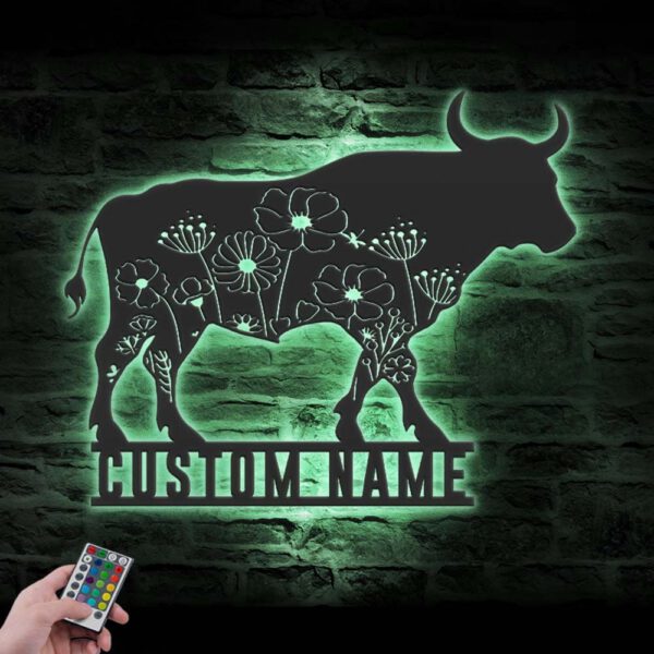 Custom-Floral-Dairy-Cow-Farmhouse-Metal-Wall-Art-LED-Light