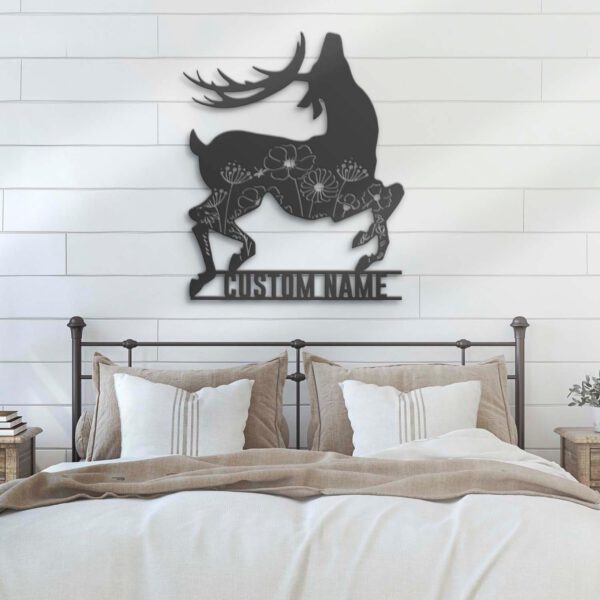 Custom-Floral-ELK-Deer-Hunting-Metal-Wall-Art-LED-Light-7