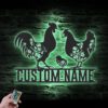 Custom-Floral-Family-Chicken-Farm-Metal-Wall-Art-LED-Light