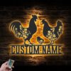 Custom-Floral-Family-Chicken-Farm-Metal-Wall-Art-LED-Light-6