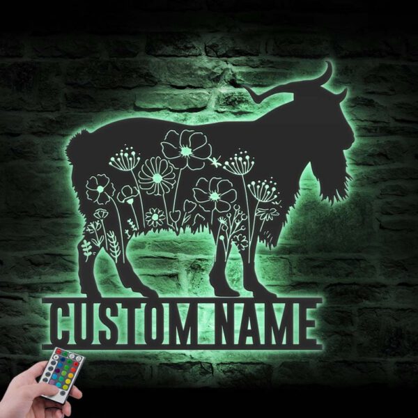 Custom-Floral-Goat-Farmhouse-Metal-Wall-Art-LED-Light-4