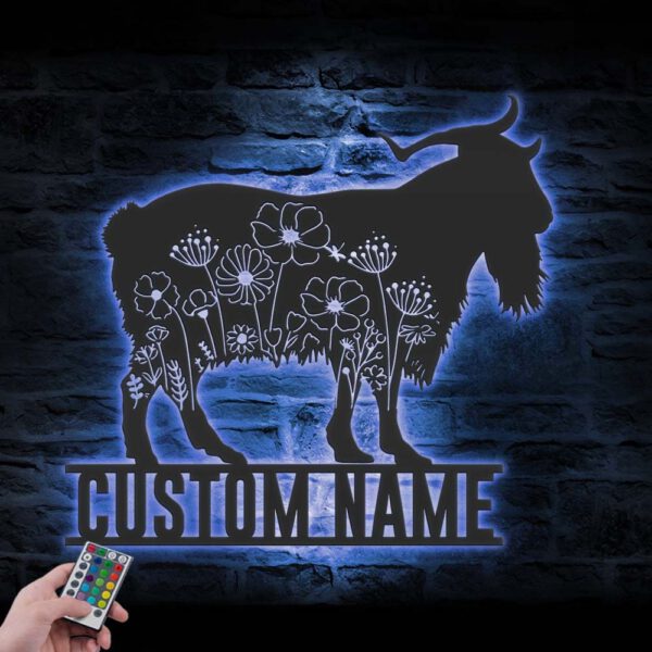 Custom-Floral-Goat-Farmhouse-Metal-Wall-Art-LED-Light