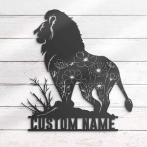 Custom-Floral-King-Lion-Metal-Wall-Art-LED-Light-3