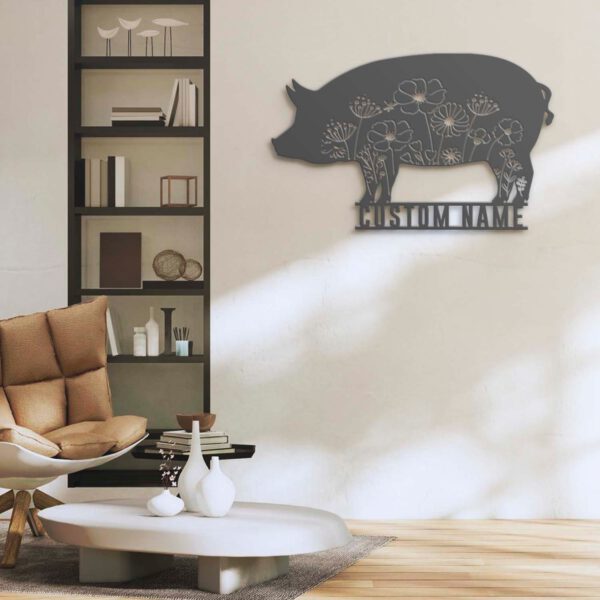 Custom-Floral-Pig-Farmhouse-Metal-Wall-Art-LED-Light-6