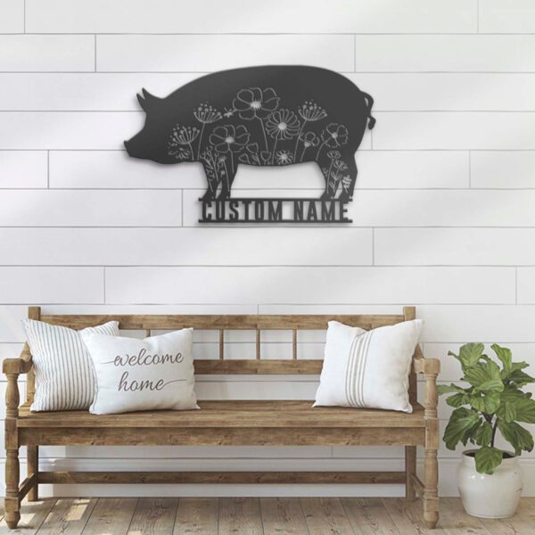 Custom-Floral-Pig-Farmhouse-Metal-Wall-Art-LED-Light-7