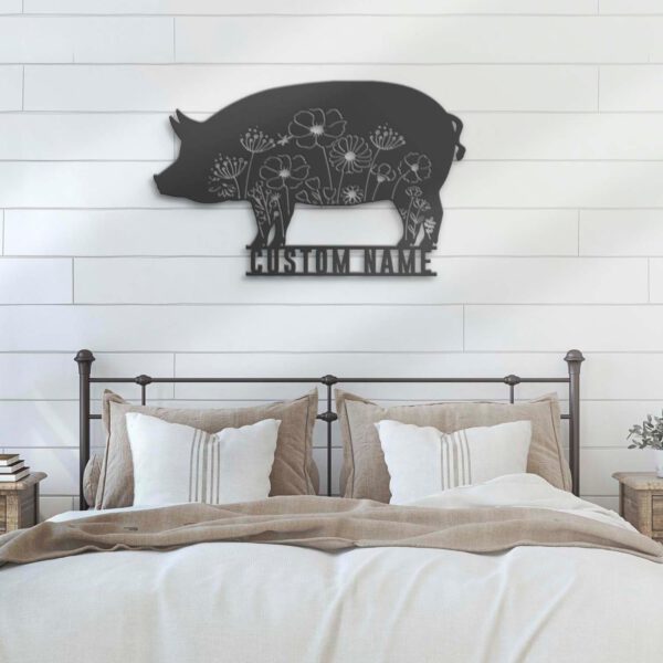 Custom-Floral-Pig-Farmhouse-Metal-Wall-Art-LED-Light-8