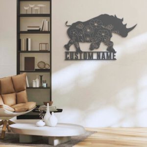 Custom-Floral-Rhino-Metal-Wall-Art-LED-Light-2