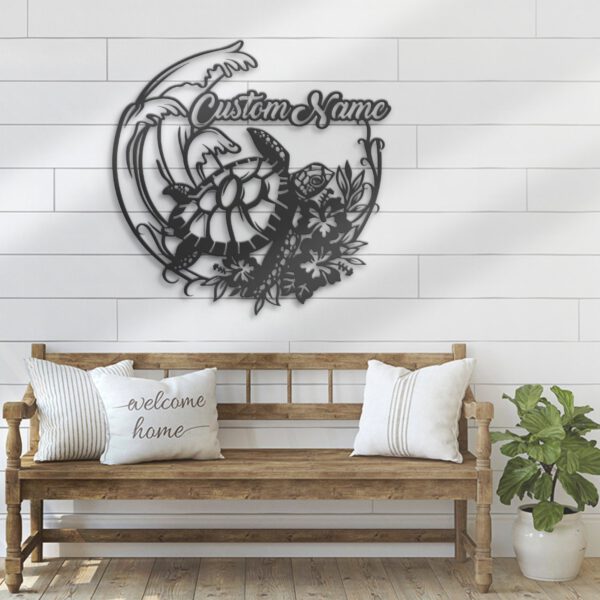 Custom-Floral-Turtle-With-Wave-Metal-Wall-Art-LED-Light-7