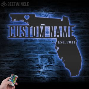 Custom-Florida-Map-Metal-Wall-Art-LED-Light-3