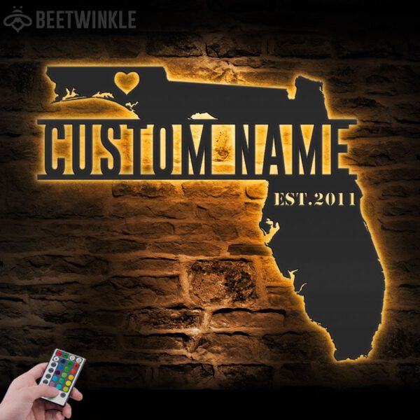 Custom-Florida-Map-Metal-Wall-Art-LED-Light-5