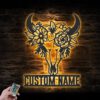 Custom-Flower-Cow-Skull-Farmhouse-Metal-Wall-Art-LED-Light