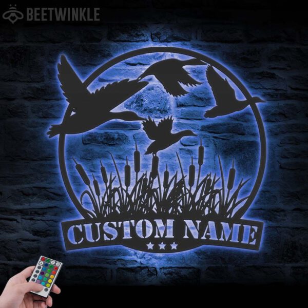 Custom-Flying-Mallard-Duck-Hunting-Metal-Wall-Art-LED-Light-8-1