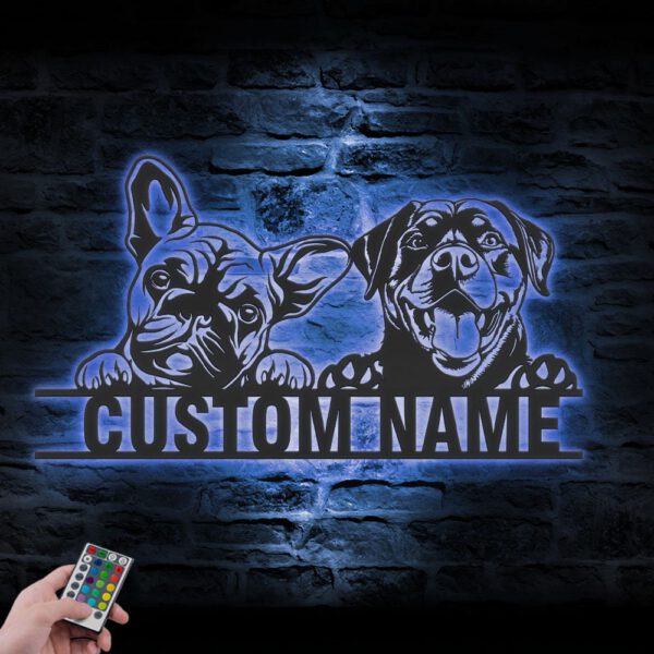 Custom-French-Bulldog-And-Rottweiler-Metal-Wall-Art-LED-Light_5