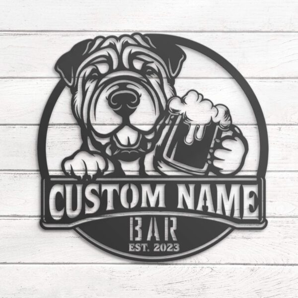 Custom-Funny-Chinese-Shar-Pei-Thirsty-Beer-Pub-Metal-Wall-Art-LED-Light_3