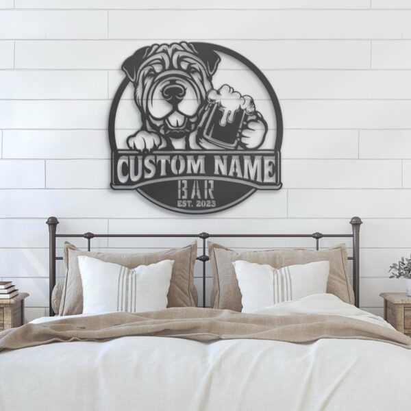 Custom-Funny-Chinese-Shar-Pei-Thirsty-Beer-Pub-Metal-Wall-Art-LED-Light_5