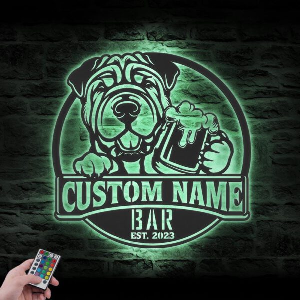 Custom-Funny-Chinese-Shar-Pei-Thirsty-Beer-Pub-Metal-Wall-Art-LED-Light_6