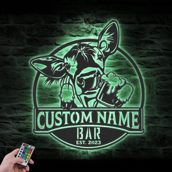 Custom-Funny-Cow-Beer-Pub-Metal-Wall-Art-LED-Light-8