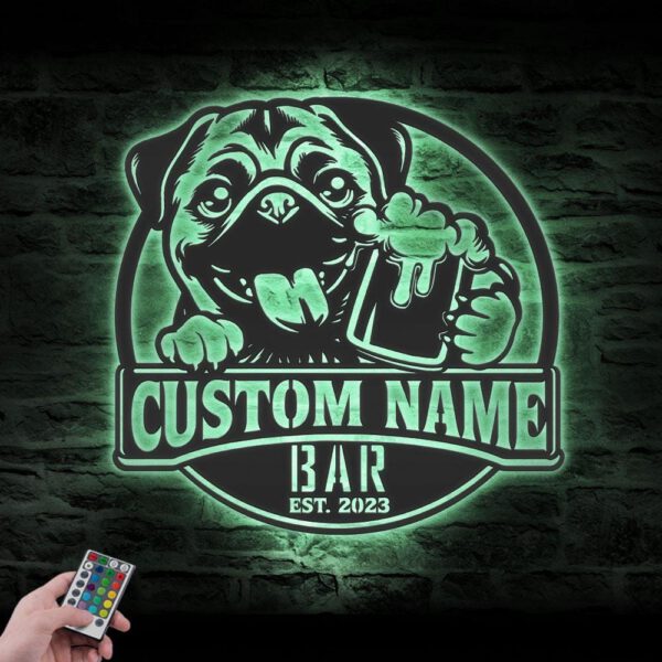 Custom-Funny-Fawn-Pug-Thirsty-Beer-Pub-Metal-Wall-Art-LED-Light_4