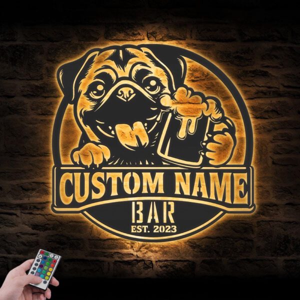 Custom-Funny-Fawn-Pug-Thirsty-Beer-Pub-Metal-Wall-Art-LED-Light_5