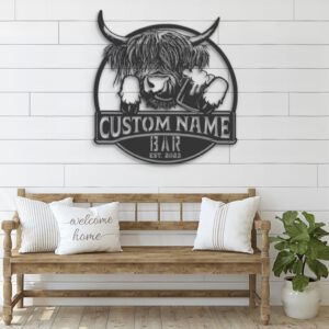 Custom-Funny-Highland-Cow-Thirsty-Beer-Pub-Metal-Wall-Art-LED-Light-3-1