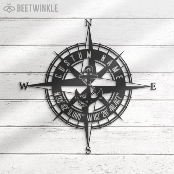 Custom-GPS-Anchor-Compass-Metal-Wall-Art-LED-Light-5