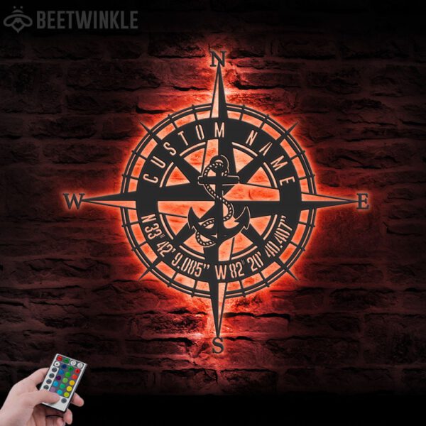 Custom-GPS-Anchor-Compass-Metal-Wall-Art-LED-Light