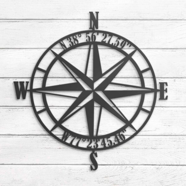 Custom-GPS-Nautical-Compass-Rose-Metal-Wall-Art-LED-Light-13