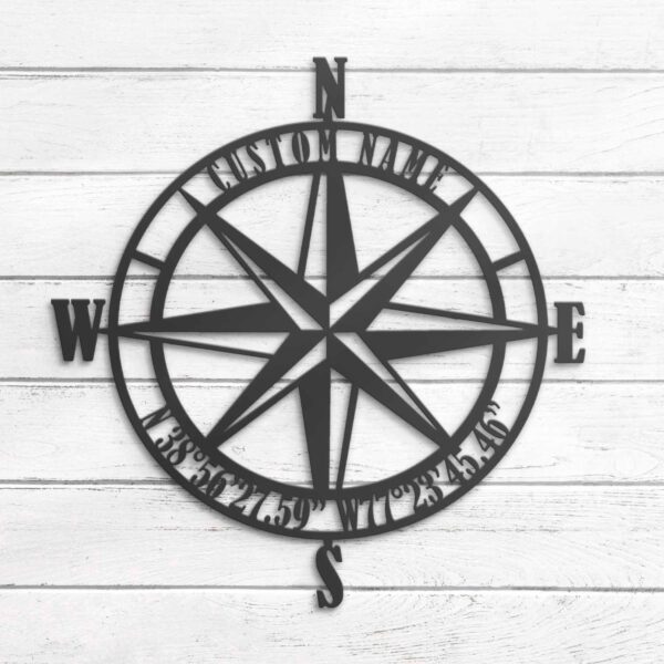 Custom-GPS-Nautical-Compass-Rose-Metal-Wall-Art-LED-Light-16