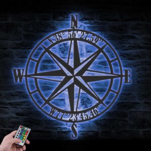 Custom-GPS-Nautical-Compass-Rose-Metal-Wall-Art-LED-Light-2-1