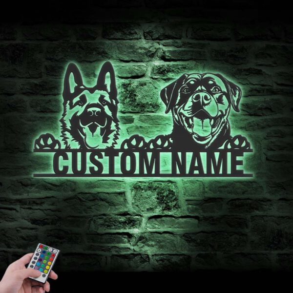 Custom-German-Shepherd-And-Rottweiler-Metal-Wall-Art-LED-Light_5