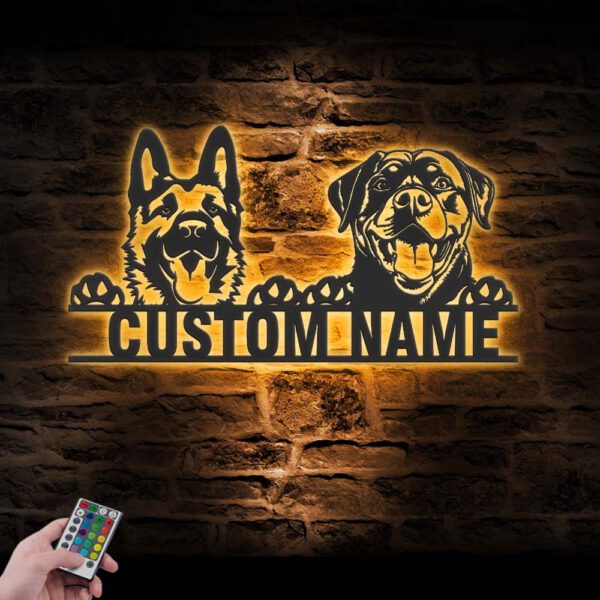 Custom-German-Shepherd-And-Rottweiler-Metal-Wall-Art-LED-Light_6