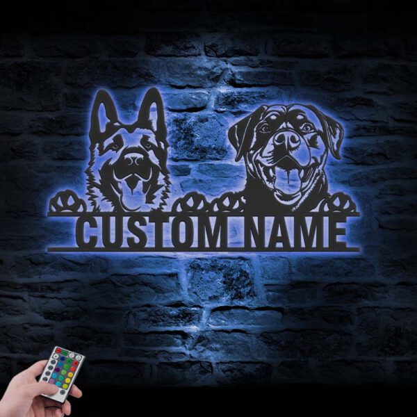 Custom-German-Shepherd-And-Rottweiler-Metal-Wall-Art-LED-Light_7