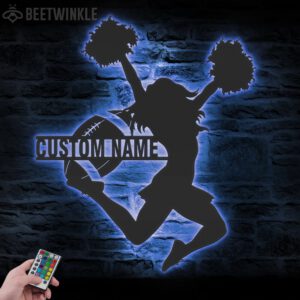 Custom-Girl-American-Football-Cheerleading-Metal-Wall-Art-LED-Light-3