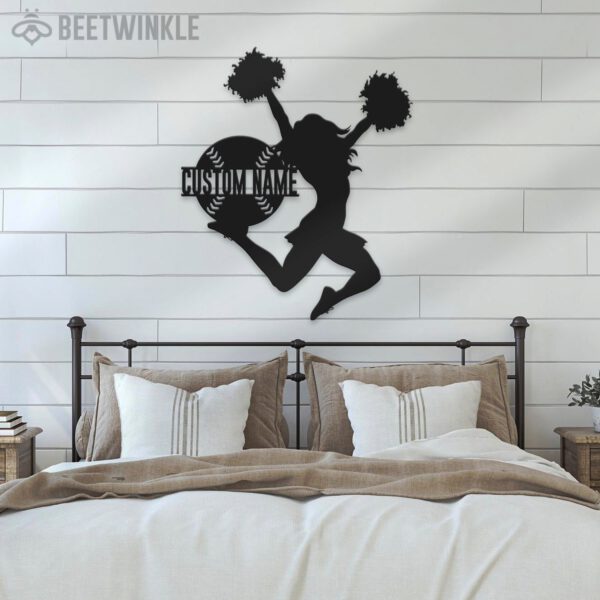 Custom-Girl-Baseball-Cheerleading-Metal-Wall-Art-LED-Light-6