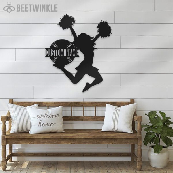 Custom-Girl-Baseball-Cheerleading-Metal-Wall-Art-LED-Light-7