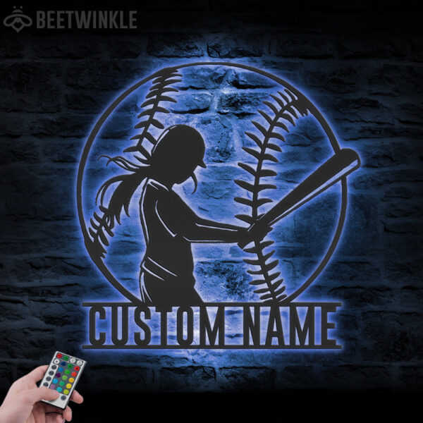 Custom-Girl-Baseball-Metal-Wall-Art-LED-Light-10