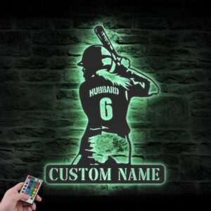 Custom-Girl-Baseball-Metal-Wall-Art-LED-Light-3-1