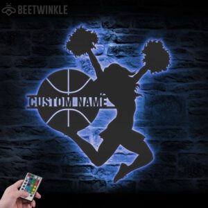 Custom-Girl-Basketball-Cheerleading-Metal-Wall-Art-LED-Light-2