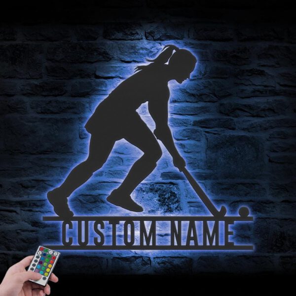 Custom-Girl-Field-Hockey-Metal-Wall-Art-LED-Light-8