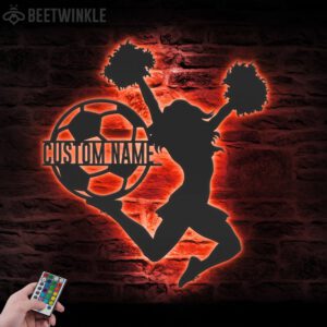 Custom-Girl-Football-Cheerleading-Metal-Wall-Art-LED-Light-2