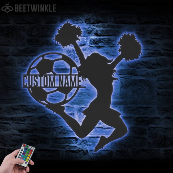 Custom-Girl-Football-Cheerleading-Metal-Wall-Art-LED-Light-7