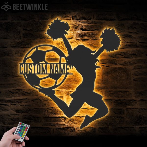 Custom-Girl-Football-Cheerleading-Metal-Wall-Art-LED-Light-8