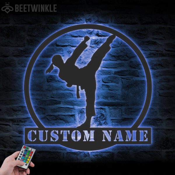 Custom-Girl-Karate-Martial-Arts-Metal-Wall-Art-with-LED-Light-2