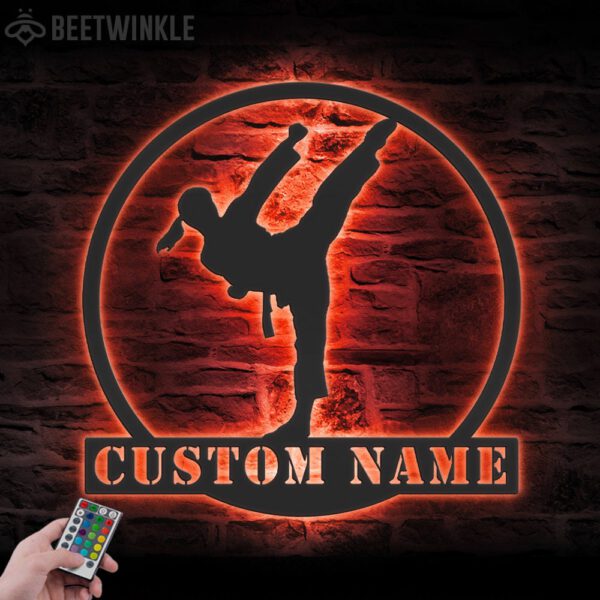 Custom-Girl-Karate-Martial-Arts-Metal-Wall-Art-with-LED-Light-4